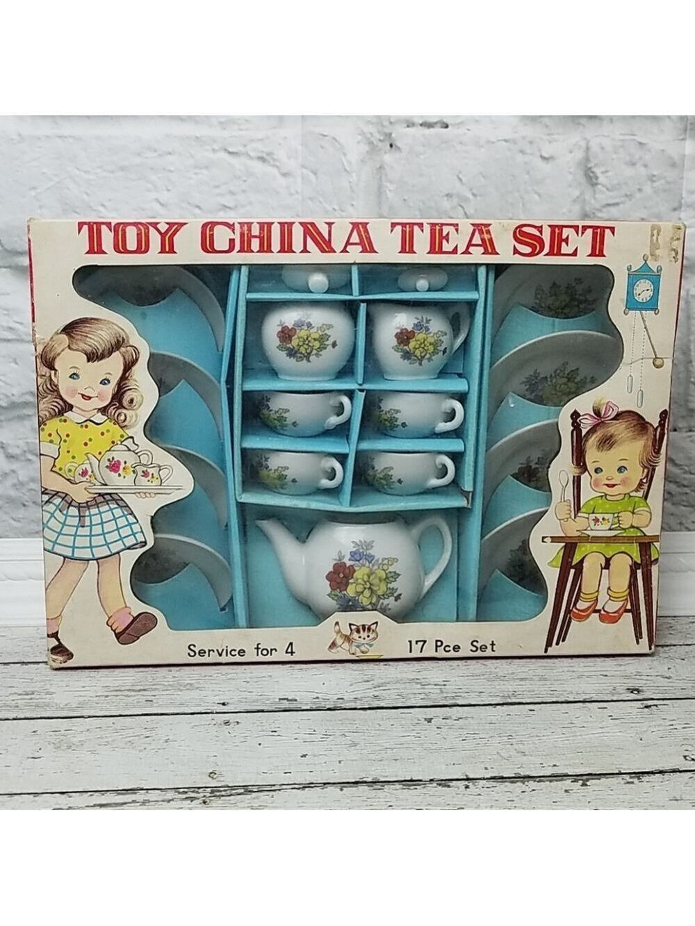Vintage Toy China Tea Set Floral pattern NIB